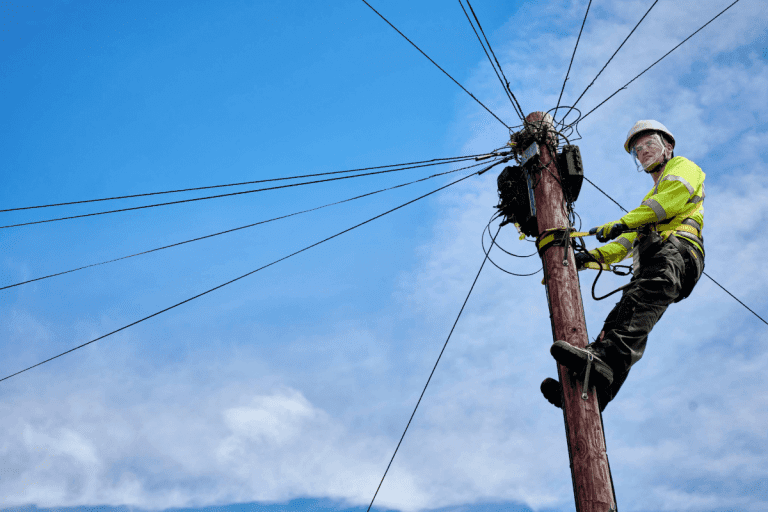 A Truespeed engineer working to connect a customer's home