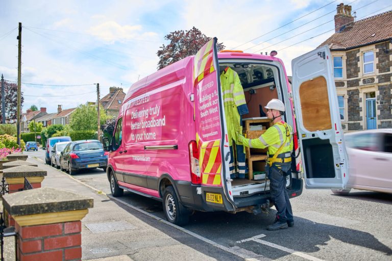 A Truespeed engineer preparing to connect a new customer to our ultrafast full-fibre network